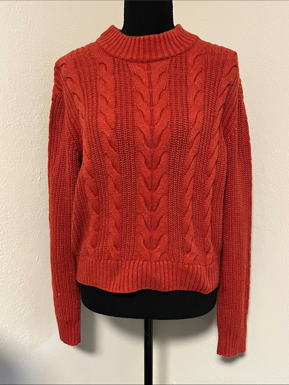 Pact 100% Organic Cotton Classic Cable Knit Women’s Sweater - Rust Orange-Small